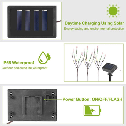 3-Piece Set: 60 LED Solar Garden Lights Tree Branch Leaf Shape Lamp