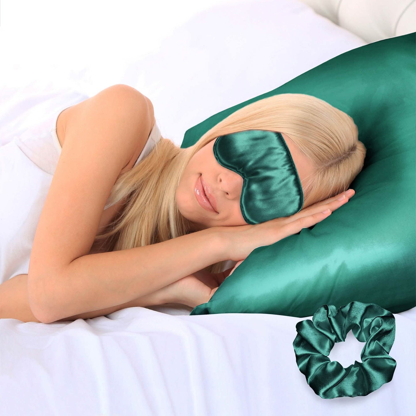 3-Piece: Super Soft Luxury Satin Facial and Hair Care Pillowcase, Eye Mask and Scrunchie
