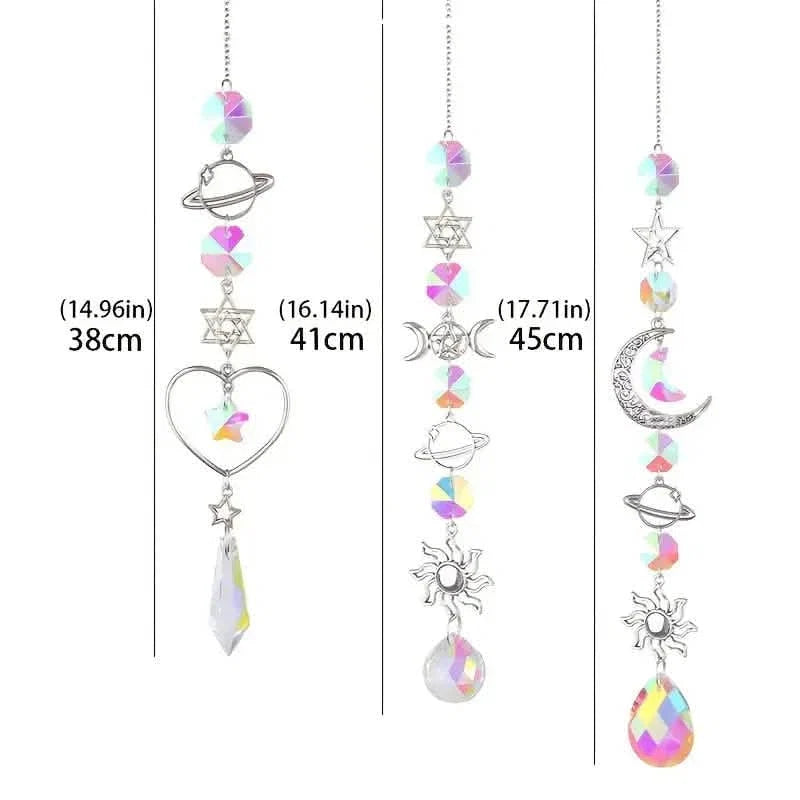 3-Pieces: Crystal Wind Chime Pendant Catcher Diamond Prisms