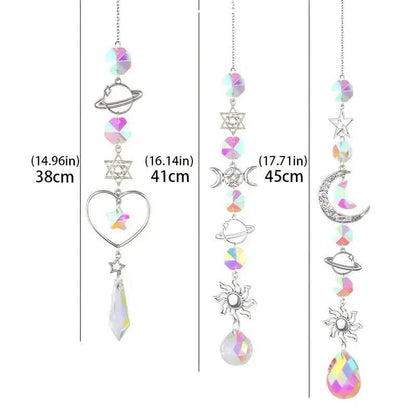 3-Pieces: Crystal Wind Chime Pendant Catcher Diamond Prisms