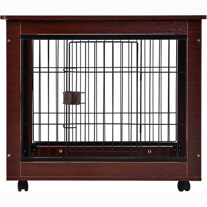 31-Inch Furniture Style Pet Dog Crate Cage with Wooden Structure