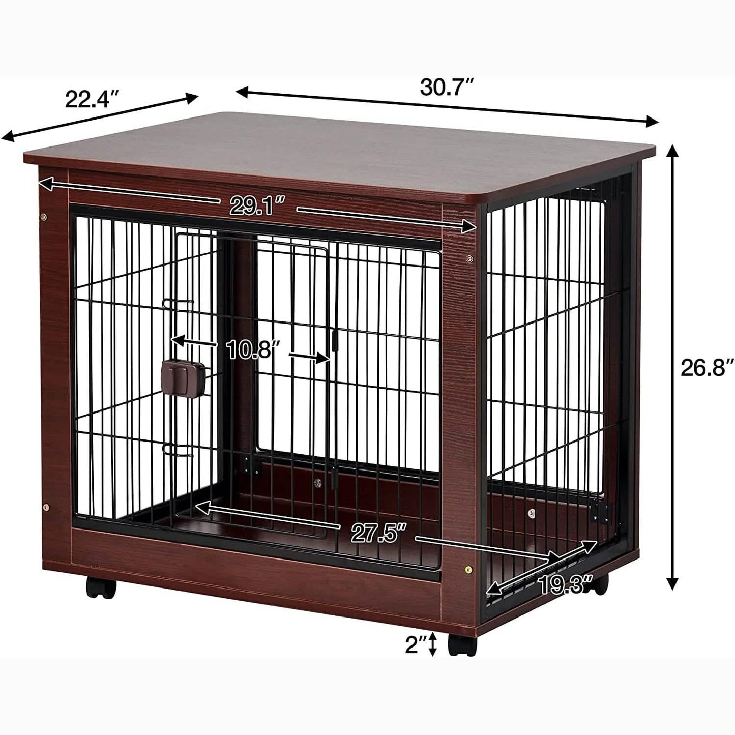 31-Inch Furniture Style Pet Dog Crate Cage with Wooden Structure