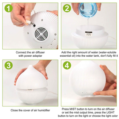 330ml Cool Mist Humidifier with 7 Color LED Lights
