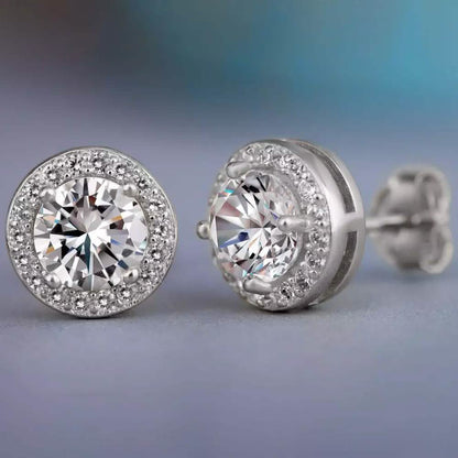 3.44 CTTW Halo Stud Earrings with Swarovski Elements