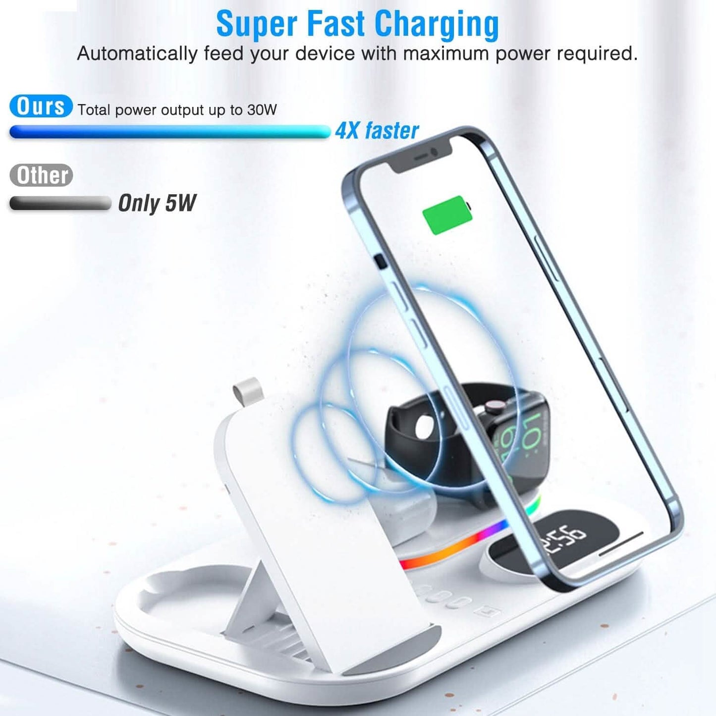 4-in-1 Foldable Wireless Charging Station Stand Dock