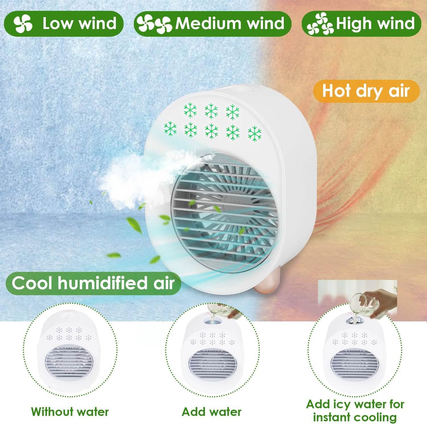 4-in-1 Portable Mini Desktop Water Mist Cooling Air Conditioner