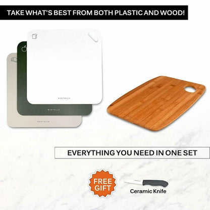 4-Pack: Bartollo Non-Slip Cutting Boards with Free Knife