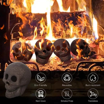 4-Pack: Halloween Fire Pit Skull Ceramic Props