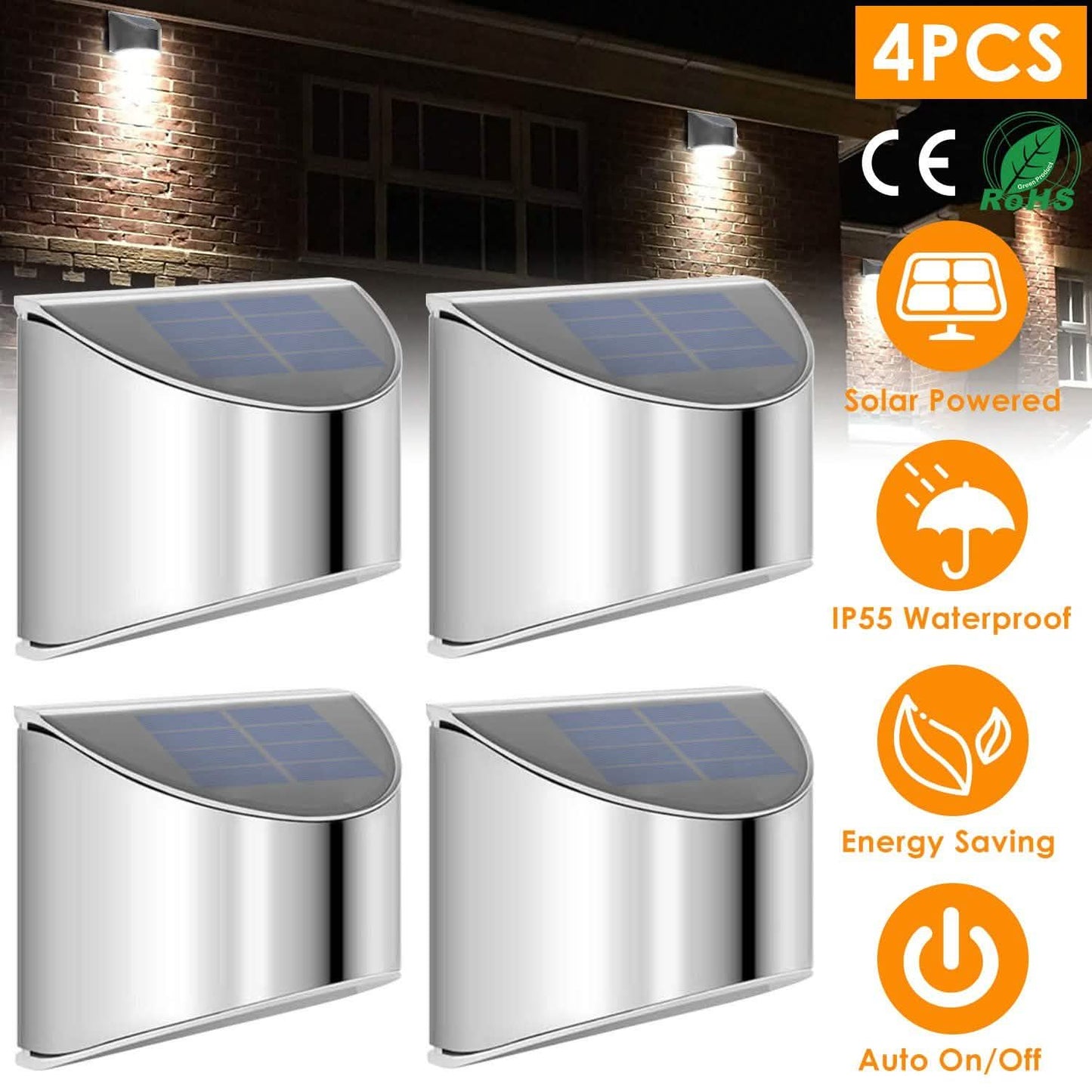 4-Pack: Solar Powered Deck Lights
