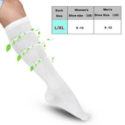 4-Pairs: White L/XL Compression Socks Running Sports Graduated Travel