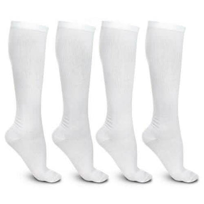 4-Pairs: White L/XL Compression Socks Running Sports Graduated Travel