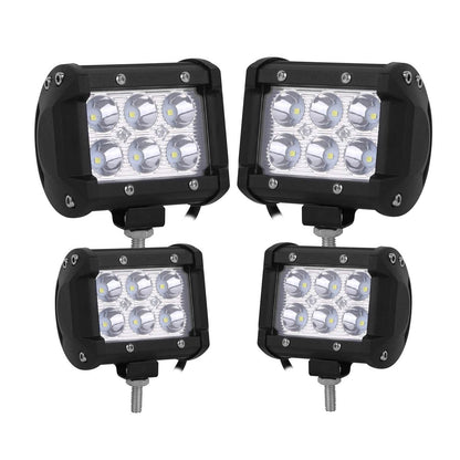 4-Piece: 4” 18W Dual Row LED Spot Light Pod