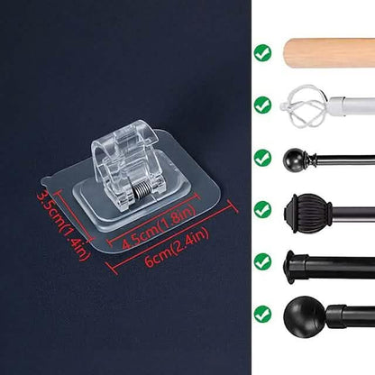4-Piece: No Drill Curtain Rod Hook Holder