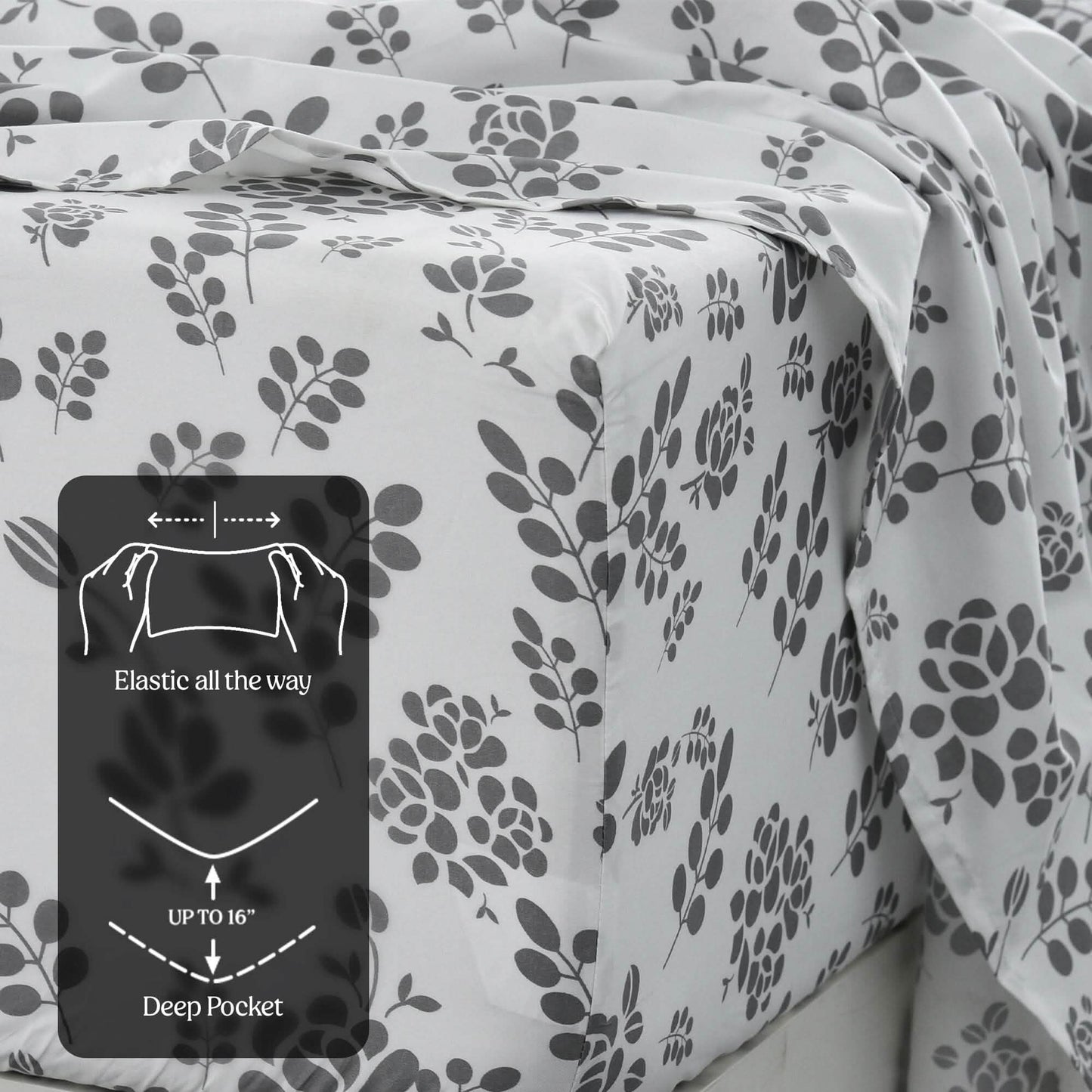 4-Piece Set: Floral Sheets Set Hypoallergenic Microfiber Ultra Soft Bed Sheets