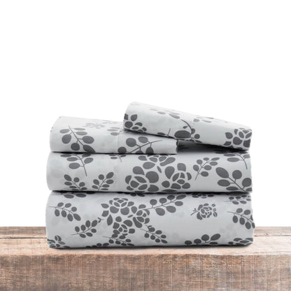 4-Piece Set: Floral Sheets Set Hypoallergenic Microfiber Ultra Soft Bed Sheets