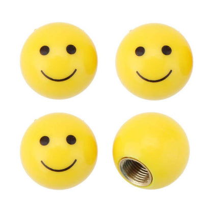 4-Piece Set: Smiley Face Bike Valve Covers