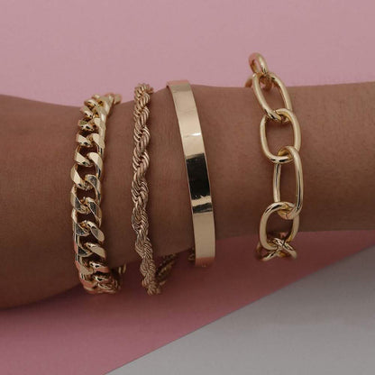 4-Piece: Women Adjustable Boho Chain Bracelets Set