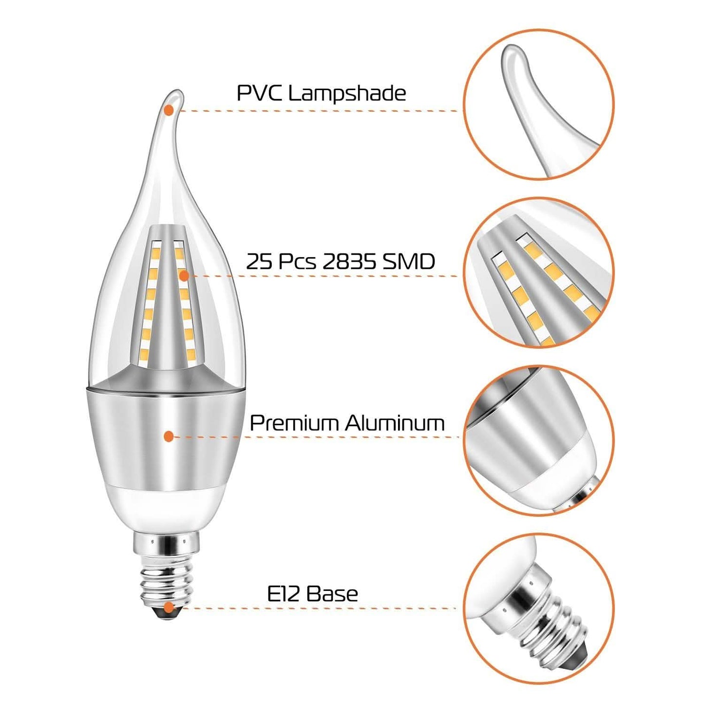 4-Pieces: 5W E12 Candelaria Bulbs