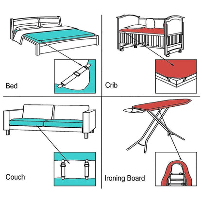 4-Pieces: Adjustable Bed Sheet Fasteners