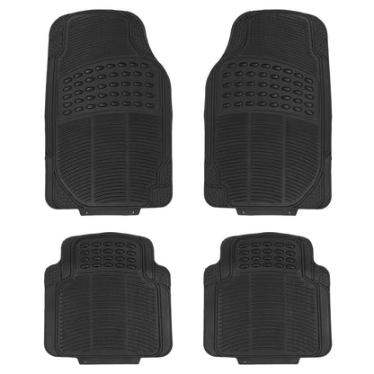4-Pieces: Heavy Duty PVC Rubber Automotive Floor Mats with Trimmable Design