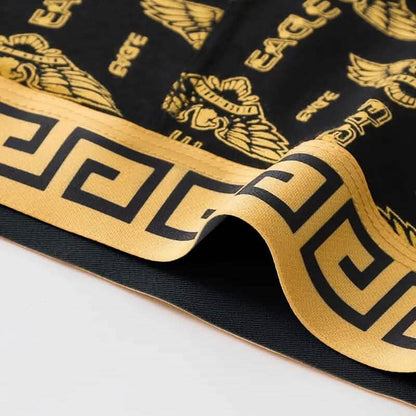4-Pieces: Men's Luxury Black Golden Print Mid-Waist Boxer Brief