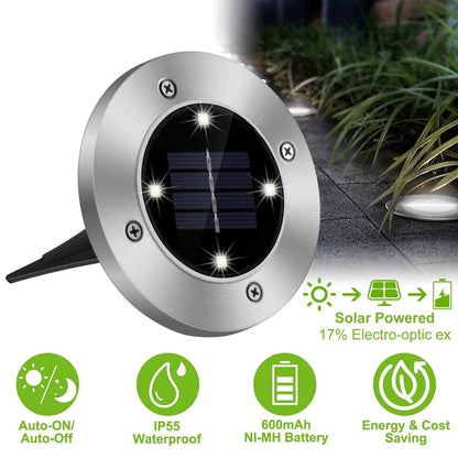 4-Pieces: Solar Waterproof Ground Light