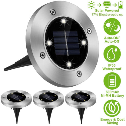 4-Pieces: Solar Waterproof Ground Light