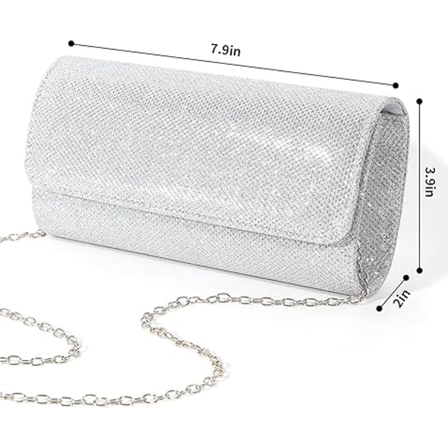 LovyoCoCo Womens Silver Evening Bag Clutch Purses Sparkling Party Handbag