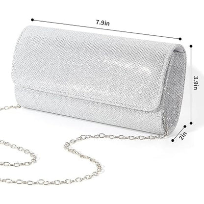 LovyoCoCo Womens Silver Evening Bag Clutch Purses Sparkling Party Handbag