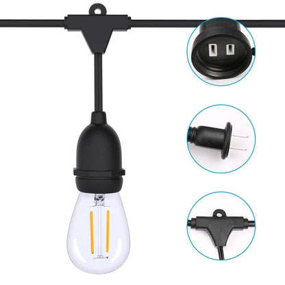 48 Ft. LED String Lights Outdoor Commercial Grade Waterproof Bulbs