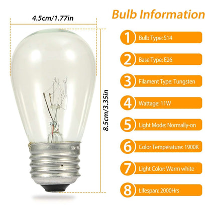 48ft Outdoor String Light Waterproof Patio String Lights Bulbs
