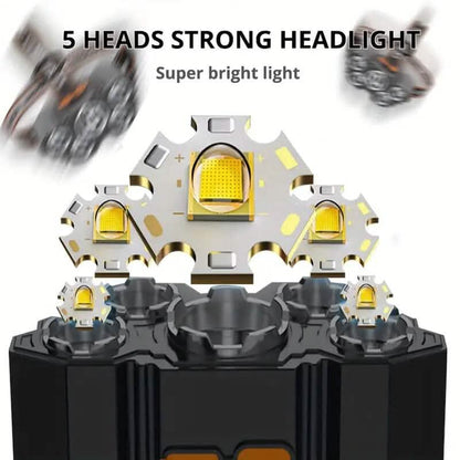 5 LED Headlamp High Lumens Super Bright Outdoor Headlight