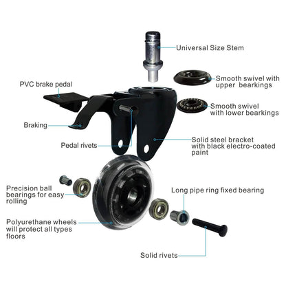 5-Pack: Replacement Office Chair Casters