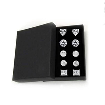 5-Pair Set: Sterling Silver Crystal Stud Set Made with Swarovski Elements