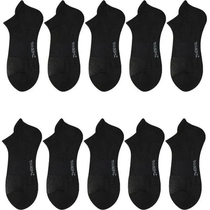 5-Pairs: Casual Ankle Boat Socks With Towel Bottom