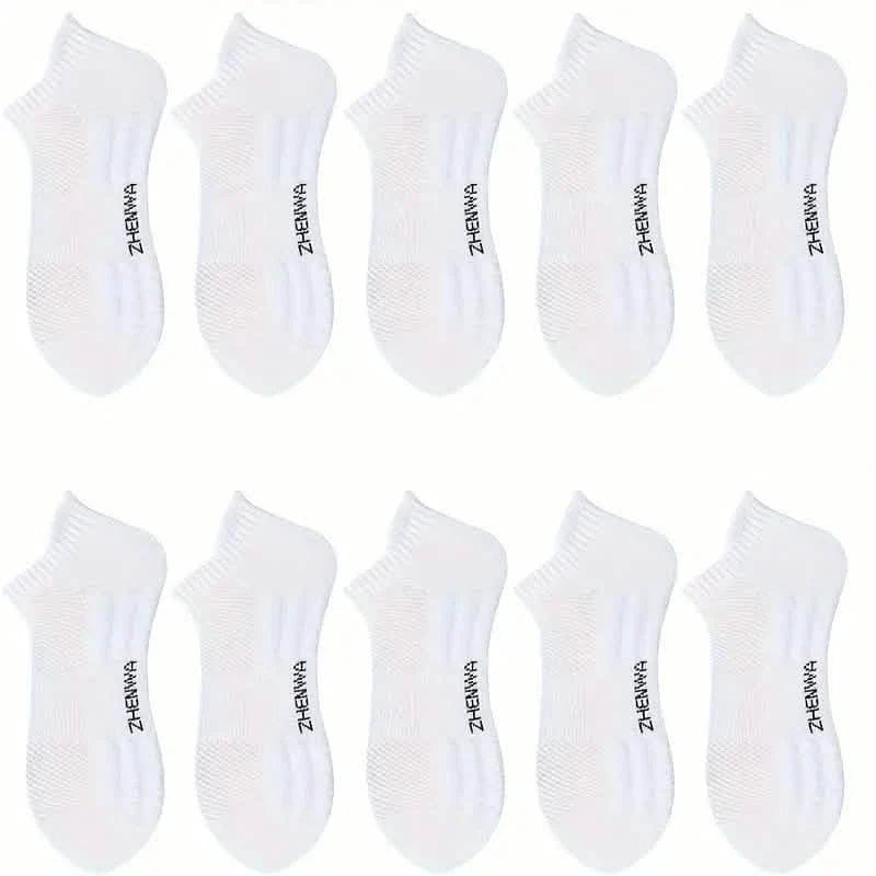 5-Pairs: Casual Ankle Boat Socks With Towel Bottom