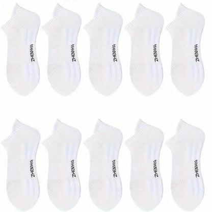 5-Pairs: Casual Ankle Boat Socks With Towel Bottom