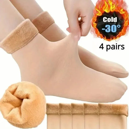 5-Pairs: Ultra-Soft Plush Lined Thermal Socks - Comfy Mid Tube Socks