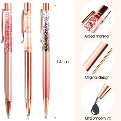 5-Piece: Bling Dynamic Liquid Ballpoint Pens