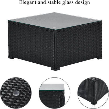 5-Piece: Patio Rattan PE Wicker Furniture Corner Sofa Set