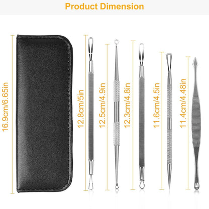 5-Piece Set: Blackhead Remover Kit Stainless Steel Popping Zit Remover