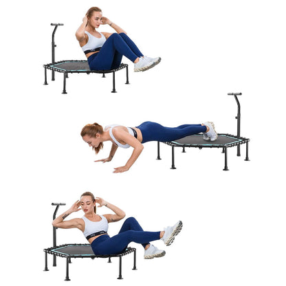 50" Mini Fitness Rebounder Spring-Less Indoor 3-Level Adjustable Foam Handle