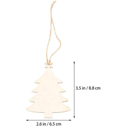 50-Pieces: Wooden Mini Christmas Tree Small Pendant