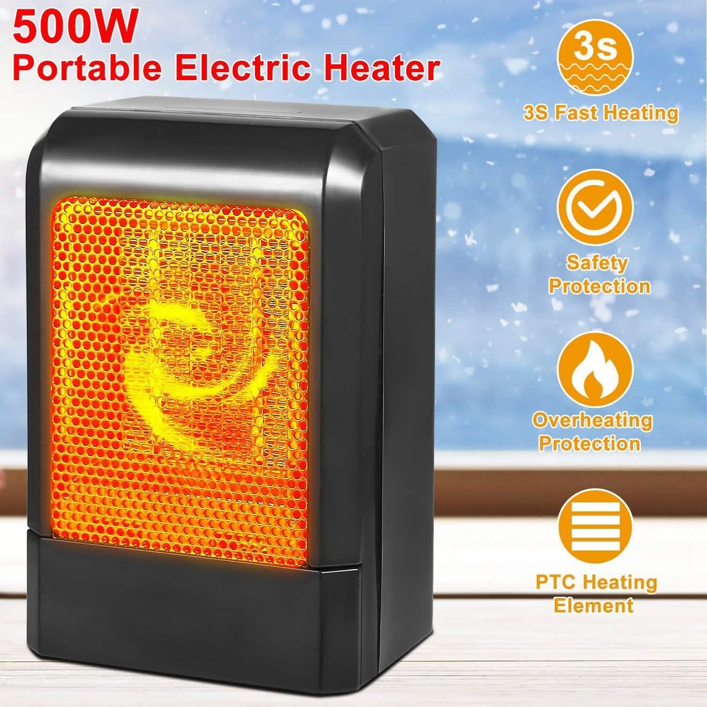 500W Ceramic Portable Electric Heater