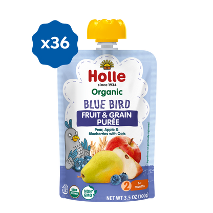 Holle Organic Blue Bird - Fruit & Grain Purée Pouches
