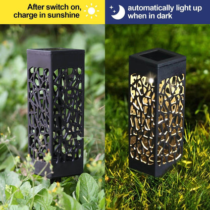 6-Pack: Outdoor Solar Light Powered Garden Pathway Lights Waterproof Hollow with Ground Spike
