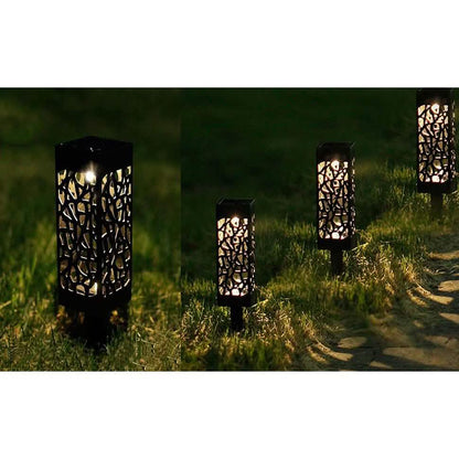 6-Pack: Outdoor Solar Light Powered Garden Pathway Lights Waterproof Hollow with Ground Spike