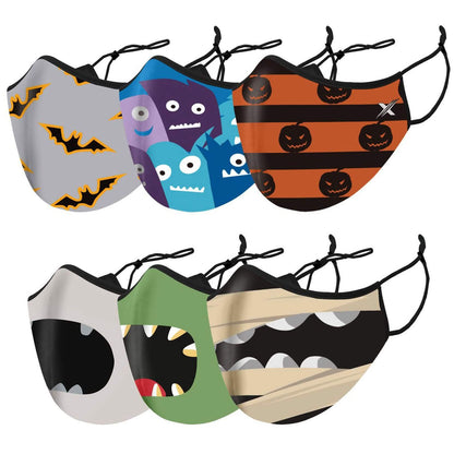 6-Pack: Two-Layer Reusable Halloween Kids Face Mask With Adjustable Earloop