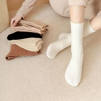 6-Pairs: Autumn and Winter Thick Warm Solid Socks