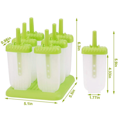 6-Piece: Popsicle Molds Reusable Ice Cream DIY Ice Pop Maker